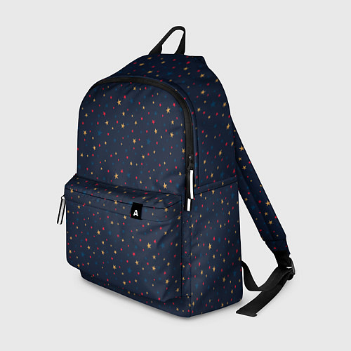 Рюкзак Золотые, красные, синие звезды на темно синем / 3D-принт – фото 1