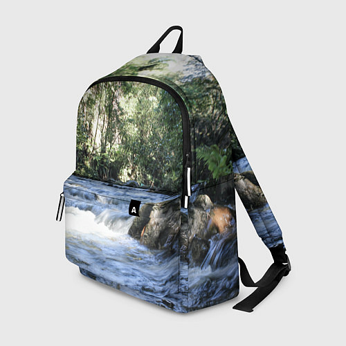 Рюкзак Течёт река в лесу / 3D-принт – фото 1