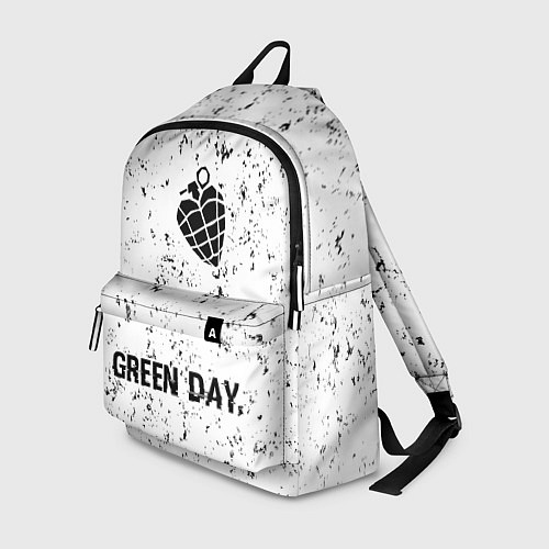 Рюкзак Green Day glitch на светлом фоне: символ, надпись / 3D-принт – фото 1