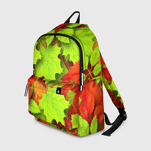 Рюкзак Зелёные осенние листья / 3D-принт – фото 1