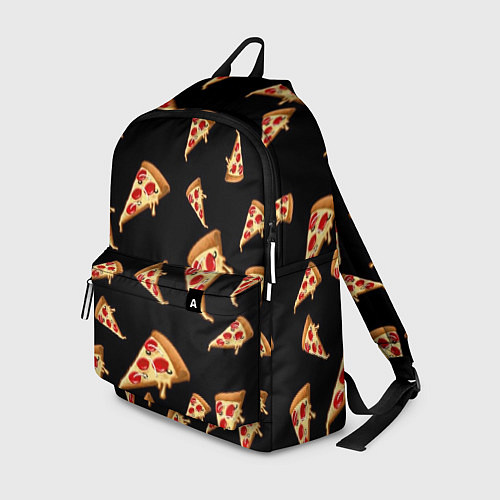 Рюкзак Куски пиццы на черном фоне / 3D-принт – фото 1