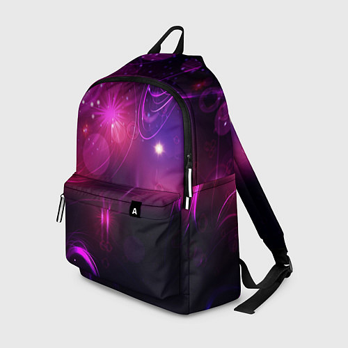 Рюкзак Фиолетовые неоновые блики / 3D-принт – фото 1