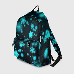 Рюкзак Неоновые снежинки на черном фоне, цвет: 3D-принт