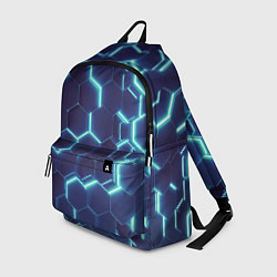 Рюкзак Голубой неон соты, цвет: 3D-принт