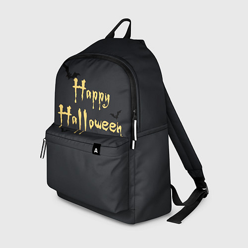 Рюкзак Happy Halloween надпись с летучими мышами / 3D-принт – фото 1