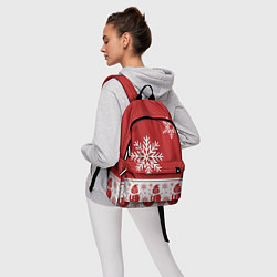 Рюкзак Снеговики в снежинках, цвет: 3D-принт — фото 2