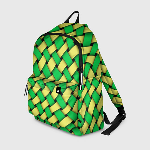 Рюкзак Жёлто-зелёная плетёнка - оптическая иллюзия / 3D-принт – фото 1