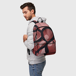 Рюкзак Тёмные волнообразные линии на красном фоне, цвет: 3D-принт — фото 2