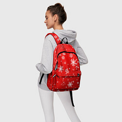 Рюкзак Снежинки на красном фоне, цвет: 3D-принт — фото 2