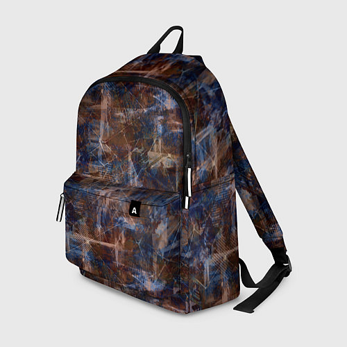 Рюкзак Коричневый с синим абстрактный гранжевый / 3D-принт – фото 1