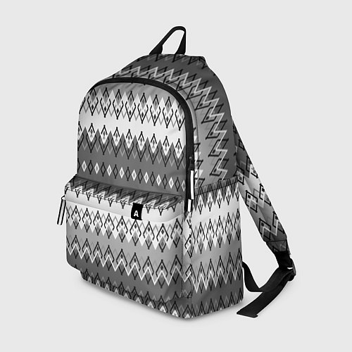 Рюкзак Серый геометрический полосатый орнамент / 3D-принт – фото 1