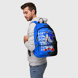 Рюкзак Соник на синем фоне, цвет: 3D-принт — фото 2