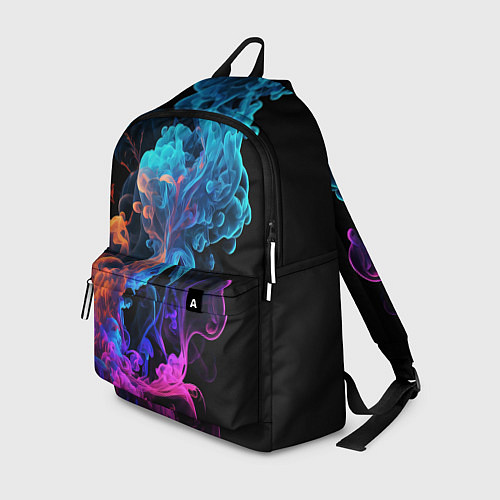 Рюкзак Неоновый цветной дым на черном фоне / 3D-принт – фото 1
