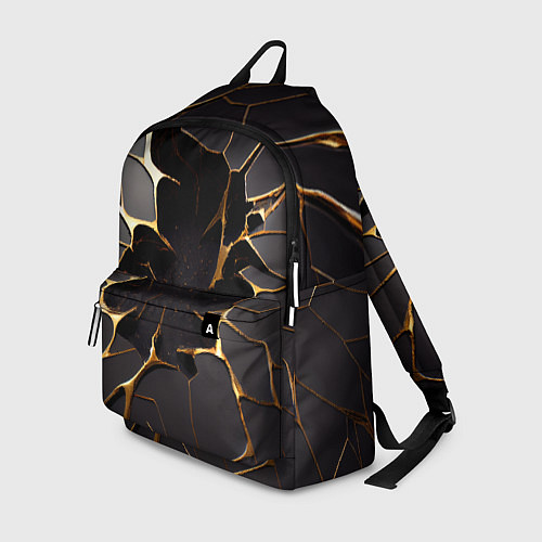 Рюкзак Трещины в пропасть: черно-золотой узор / 3D-принт – фото 1