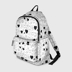 Рюкзак Узор из черно-белых сердец на белом фоне, цвет: 3D-принт