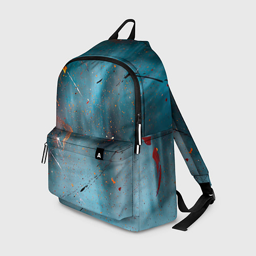 Рюкзак Абстрактный синий туман, силуэты и краски / 3D-принт – фото 1