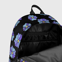 Рюкзак Дудл цветы на черном - паттерн, цвет: 3D-принт — фото 2