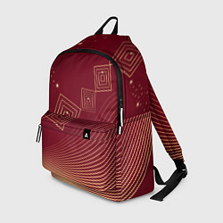 Рюкзак Золотые кривые линии и прямоугольники в стиле мемф, цвет: 3D-принт