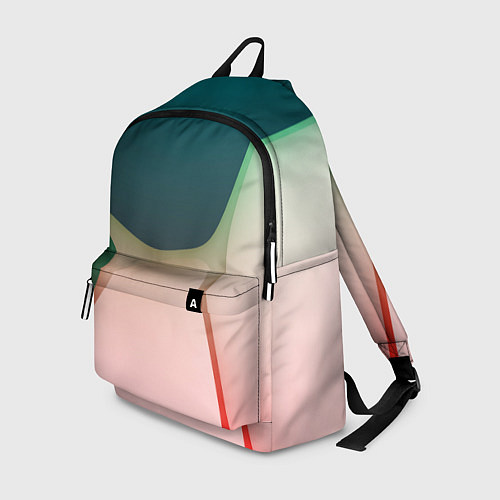Рюкзак Абстрактные зелёные и розовые пластины / 3D-принт – фото 1