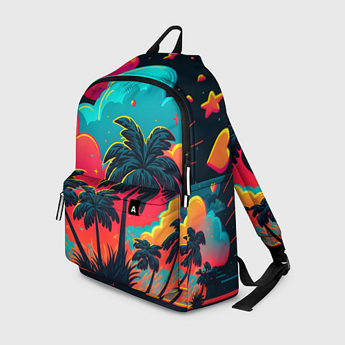Рюкзак Неоновые пальмы на закате / 3D-принт – фото 1