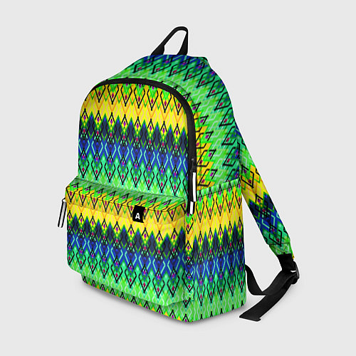Рюкзак Разноцветный желто-синий геометрический орнамент / 3D-принт – фото 1
