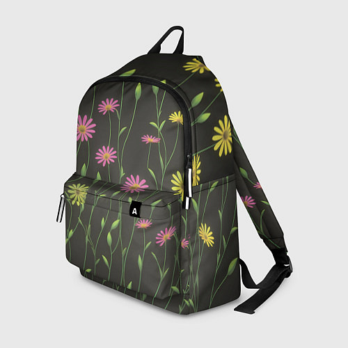 Рюкзак Полевые цветочки на темном фоне / 3D-принт – фото 1