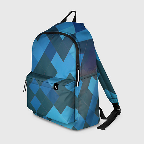 Рюкзак Синий прямоугольный паттерн / 3D-принт – фото 1