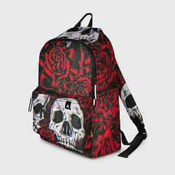Рюкзак Красные розы и черепа, цвет: 3D-принт