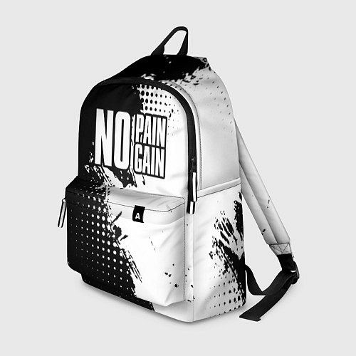 Рюкзак No pain no gain - белый / 3D-принт – фото 1