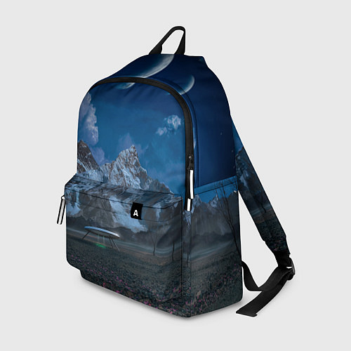 Рюкзак Ночные горы в природе и небо с нло / 3D-принт – фото 1