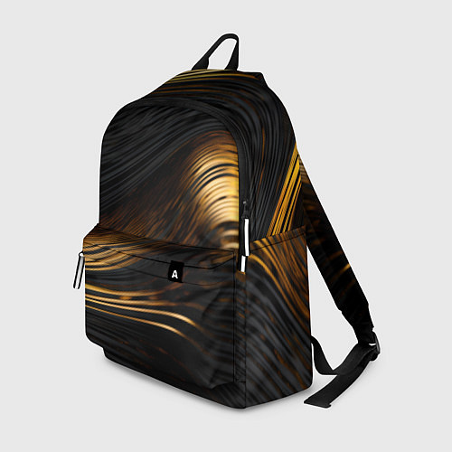 Рюкзак Black gold waves / 3D-принт – фото 1
