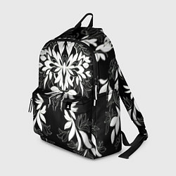 Рюкзак Цветы орнамент чб, цвет: 3D-принт