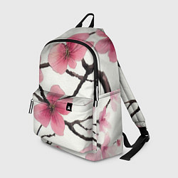 Рюкзак Цветы и ветви японской сакуры - текстура холста, цвет: 3D-принт