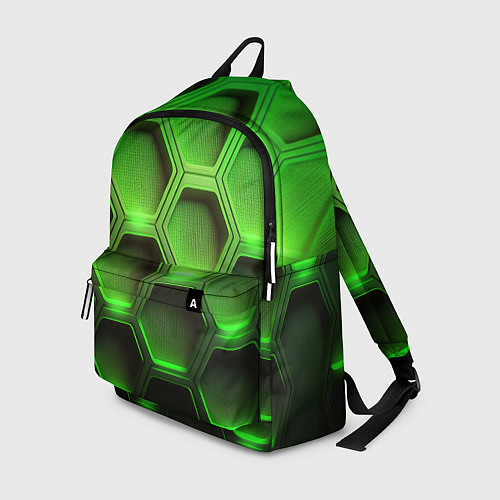 Рюкзак Объемные зеленые соты / 3D-принт – фото 1