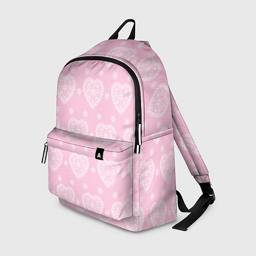 Рюкзак Розовое кружево сердечки / 3D-принт – фото 1