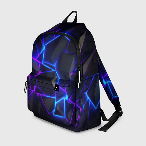 Рюкзак Неоновые фиолетовые и синие плиты / 3D-принт – фото 1