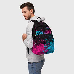 Рюкзак Bon Jovi - neon gradient: символ сверху, цвет: 3D-принт — фото 2