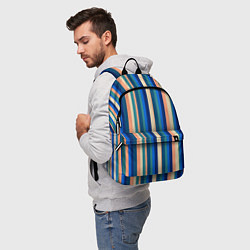 Рюкзак Полосатый сине-бежевый, цвет: 3D-принт — фото 2