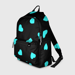 Рюкзак С голубыми сердечками на черном, цвет: 3D-принт