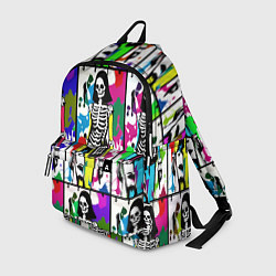Рюкзак Разноцветные скелеты девушки - поп-арт - мода, цвет: 3D-принт