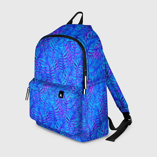 Рюкзак Синие неоновые листья / 3D-принт – фото 1