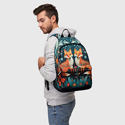 Рюкзак Две лисички в стиле фолк арт, цвет: 3D-принт — фото 2