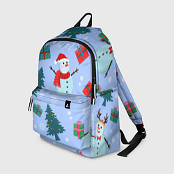 Рюкзак Снеговики с новогодними подарками паттерн