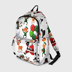 Рюкзак Зимний праздник - деды морозы гномы олени, цвет: 3D-принт