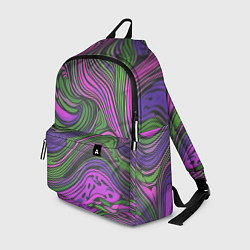 Рюкзак Волнистый узор фиолетовый и зелёный, цвет: 3D-принт