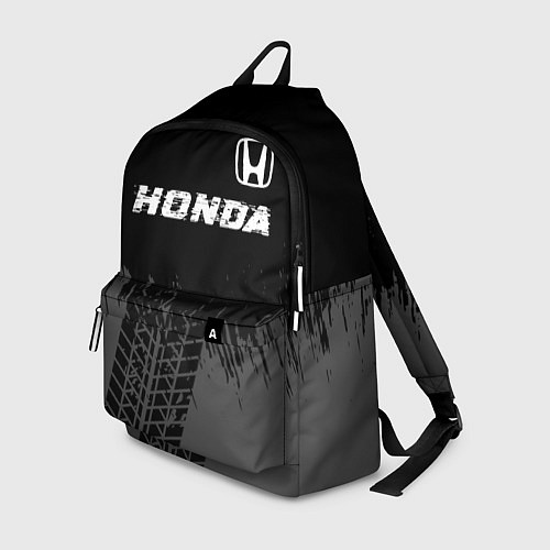 Рюкзак Honda speed на темном фоне со следами шин посереди / 3D-принт – фото 1