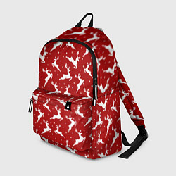Рюкзак Красный паттерн с новогодними оленями