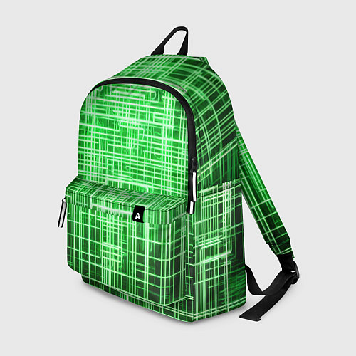 Рюкзак Зелёные неоновые полосы киберпанк / 3D-принт – фото 1