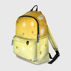 Рюкзак Снежинки и звезды на желтом, цвет: 3D-принт