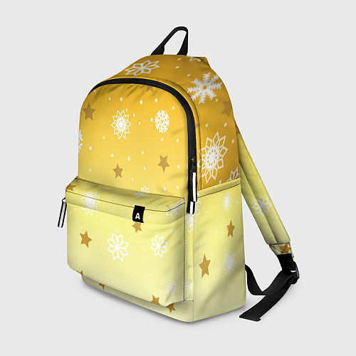 Рюкзак Снежинки и звезды на желтом / 3D-принт – фото 1